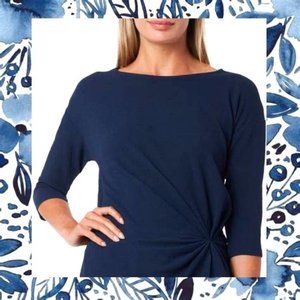 NWOT Ann Taylor Navy Knit Twist Front Top
